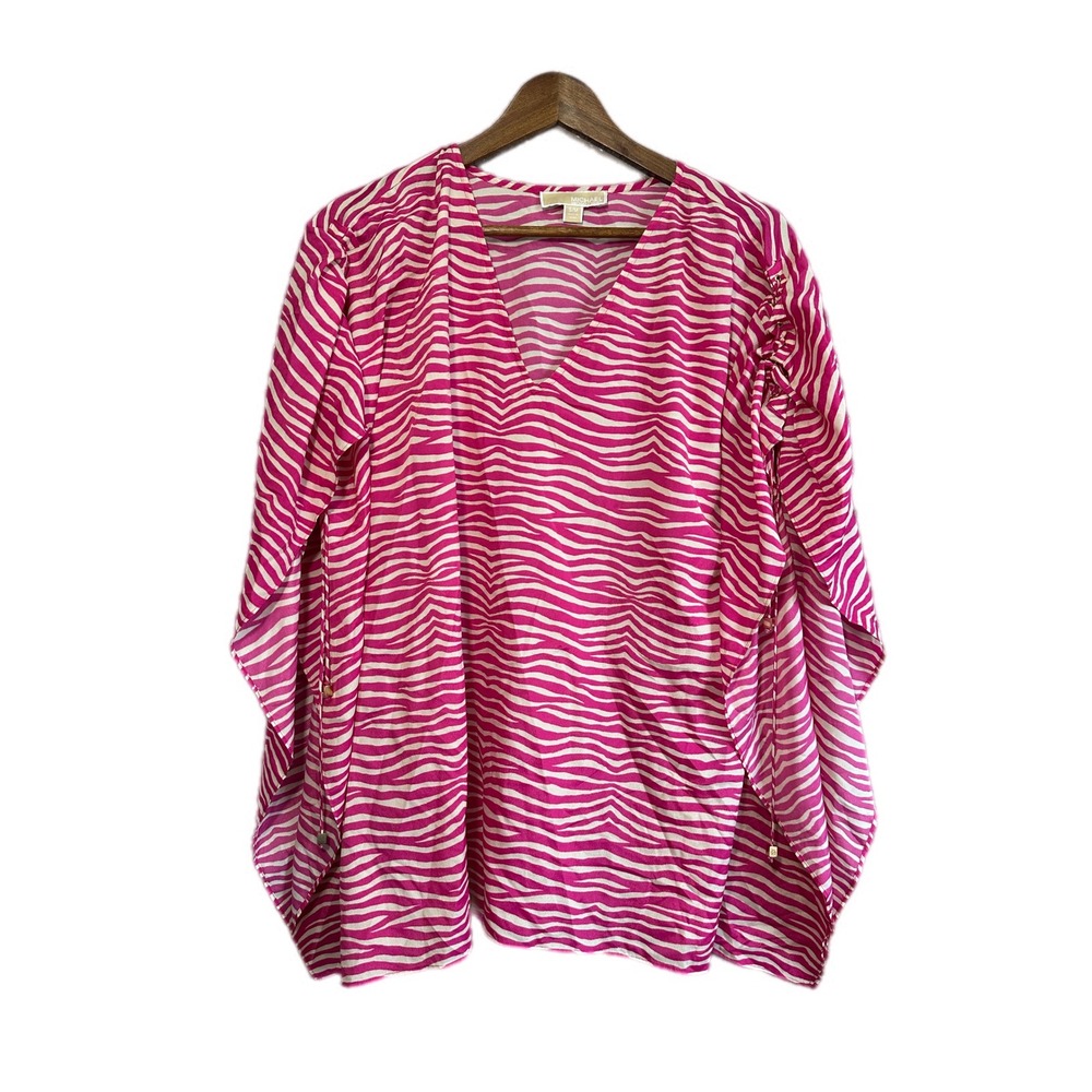 Michael Michael Kors Kaftan Top Womens‎ S/M Pink White Zebra Print Excellent